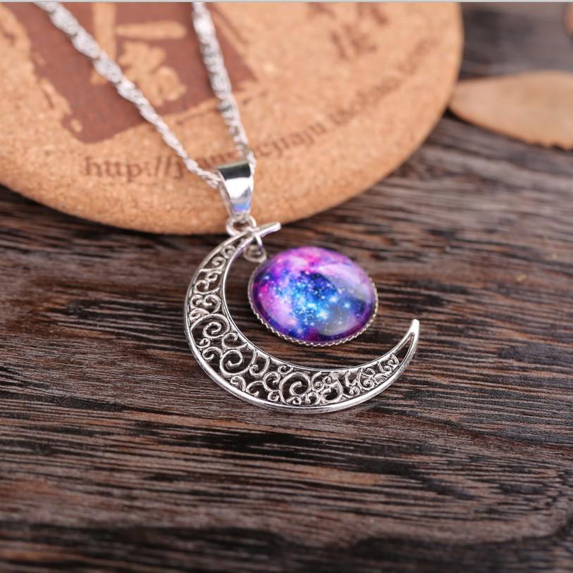 Interstellar Starry Sky Moon Gemstone Necklace