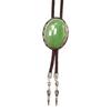 Western Vintage Braided Rope Bolo Tie with Oval Shape Stone Pendant Adjustable Cord Necktie Jewelry Necklace for Men