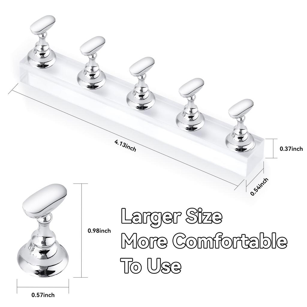 2Set Magnetic Nail Art Display Stand Set Press Nail Holder Acrylic Magnetic Tips With Double-sided Tape  For Home Nail Salon DIY