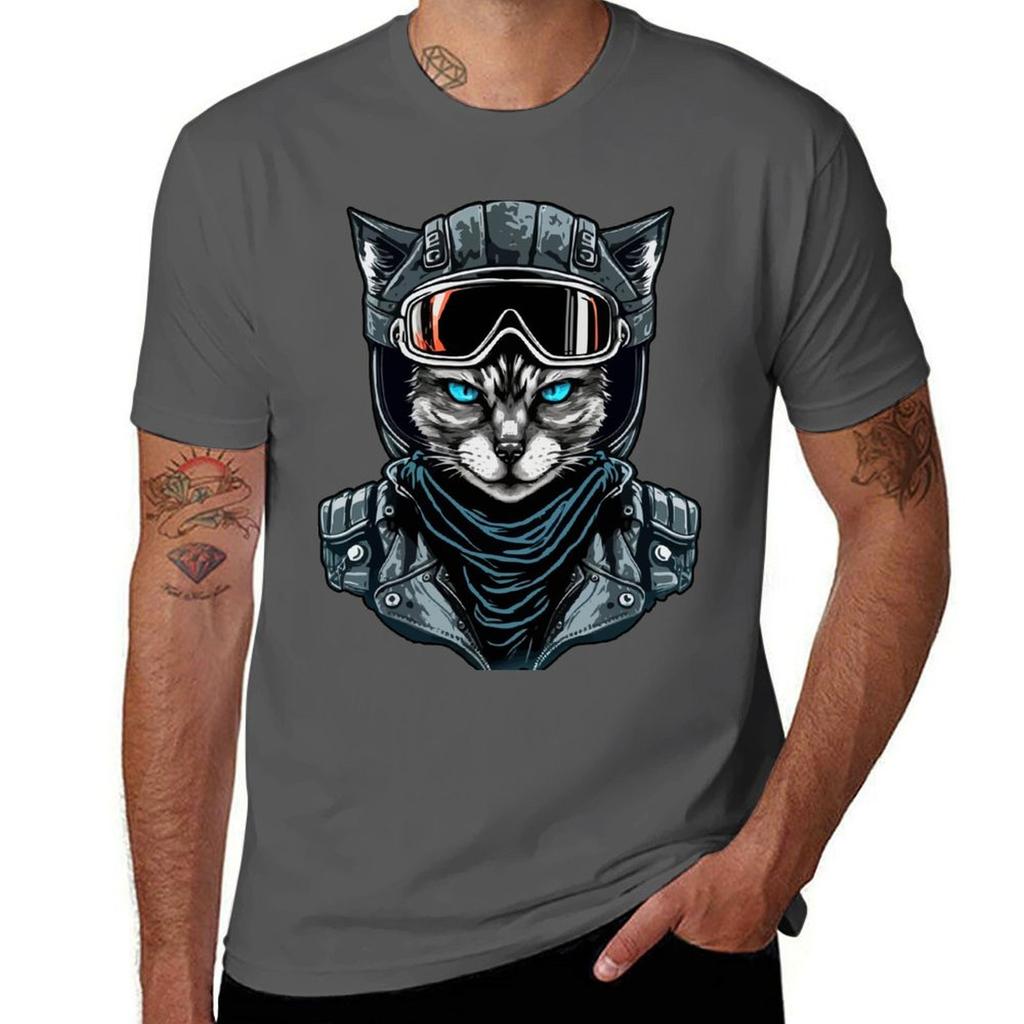 Biker Beast Cat Tshirt Modern Style Print Tshirt
