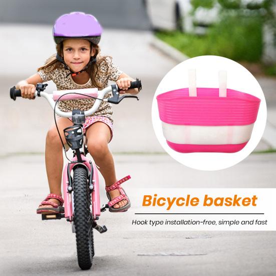 Bicycle Basket Large Capacity Bright Color Strong Load-bearing Smooth Edge Easy Installation Kids Scooter Bike Handlebar Front Storage