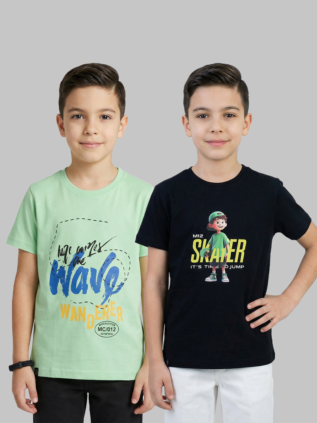 Monte Carlo Boy Regular Fit Navy Blue-Green Tshirt 4-5 Years