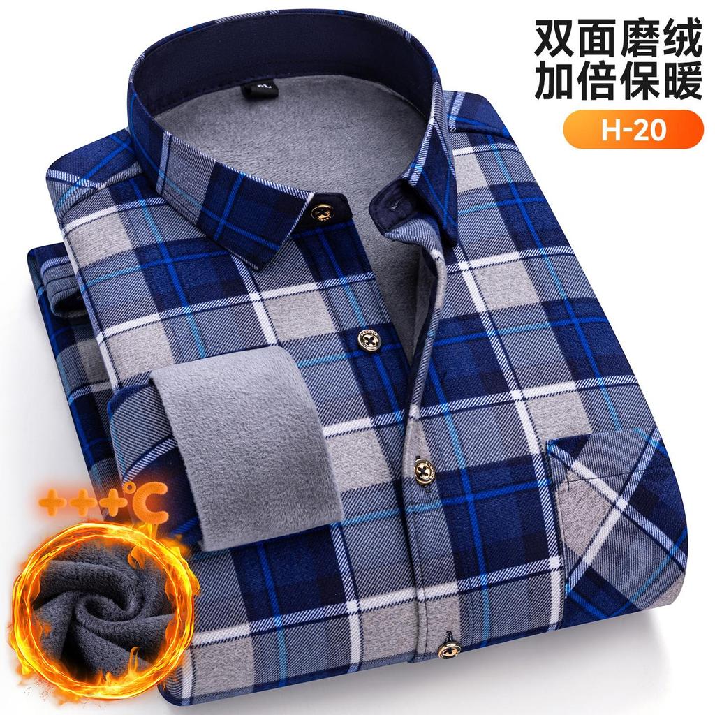 New Plus Size 8XL 7XL 6XL Men's Shirt Autumn Winter Fleece Thickened Warm Long Sleeve Plaid Business Casual Slim-fit Man Clothes