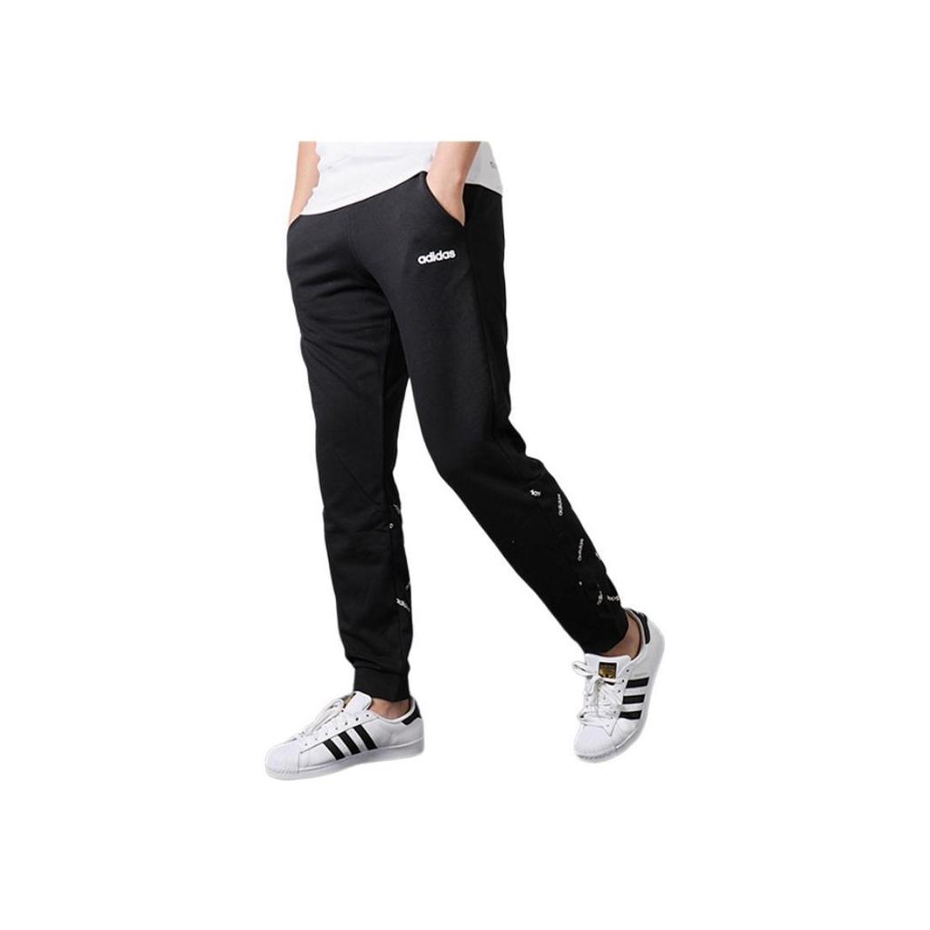 adidas Neo AOP TP Lace-Up Comfortable Fashion Knitted Sports Pants Men Bottoms Black DW7867