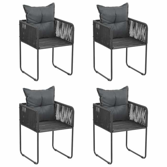 Maison Exclusive - Chaises d'extérieur lot de 4 avec oreillers Résine tressée Noir
