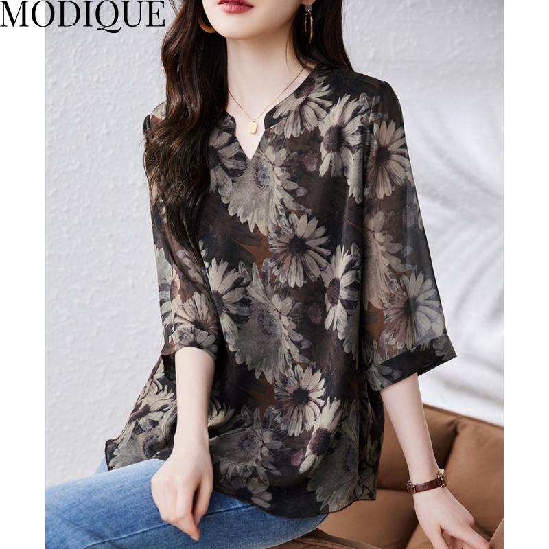MODIQUE Frühling Sommer Plus Größe Neue Frauen Lose Vintage Baumwolle Leinen Floral Spitze Bluse Shirts Weibliche Casual Oversize Langarm V-ausschnitt Top T-Shirt
