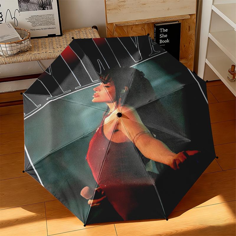 1pc Ayliva's Album Cover Umbrella Portable Folding Umbrella Iron Frame Hole Bone Structure Outdoor Home Umbrella