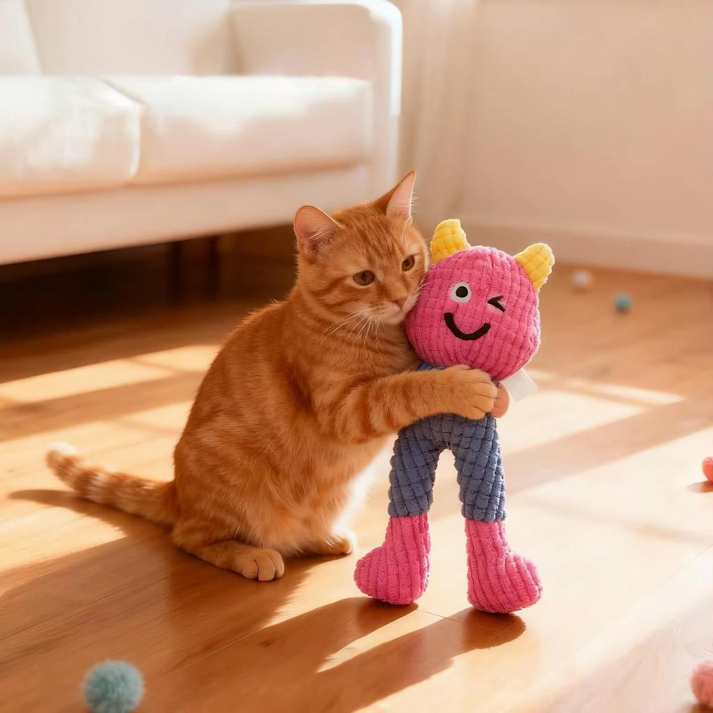Dog& Squeaky Chew Toys-Soft Yarn Plush &Long Leg Baby Dog and Catnip Toy with Squeakers & Crinkle Paper Gift for Small