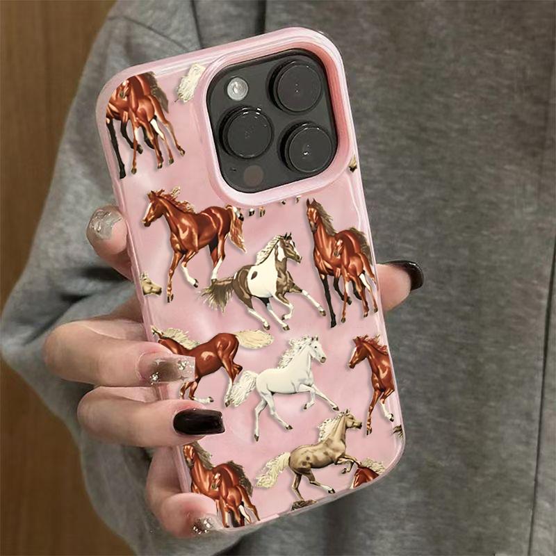 

Horse Design Phone Case For iPhone 11 12 13 14 15 16 17 Pro Max Plus Air Shockproof Folds Texture Cover With Ideal Birthday Gift iPhone 12 Pro