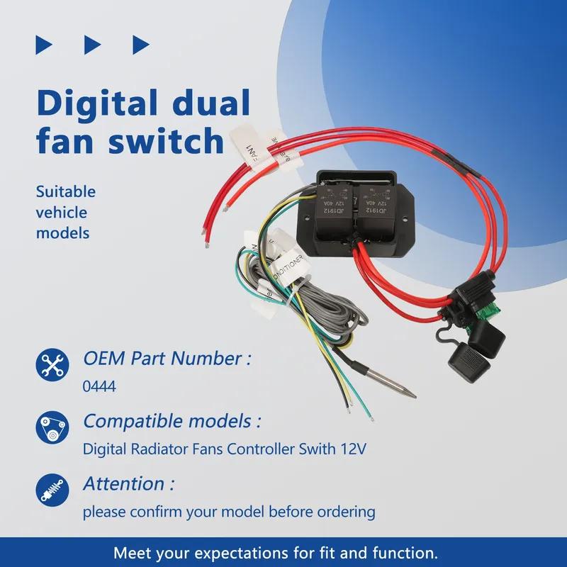 Digital Radiator Fans Controller Swith 12V 0444 Adjustable Temperature Range Digital Electric Thermatic Fan Switch Kit