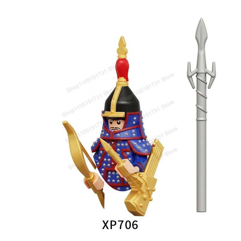 MOC Chinese Soldier Figures Building Blocks Shangzhou Dynasty Qin Dynasty Castle Warrior Knights Army Accessories Bricks Toys