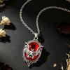 Retro Red Gemstone Bat Necklace with Religious Charm