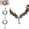 Bohemian Style Long Metal Necklace With Gem Accents For Women Summer Wear