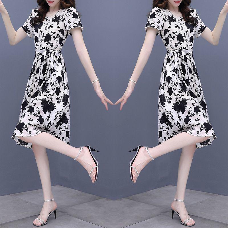 Floral Print Short Sleeve Dress for Petite Women