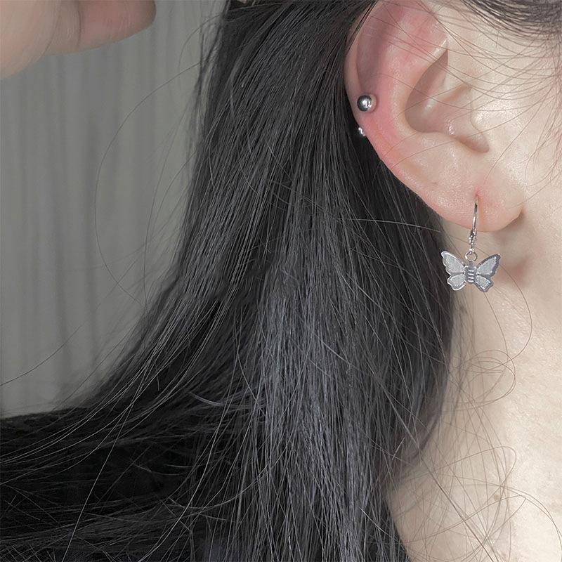 Vintage Mini Butterfly Small Hoop Earrings For Female Women Lovely Animal Drop Earring Gift Jewelry