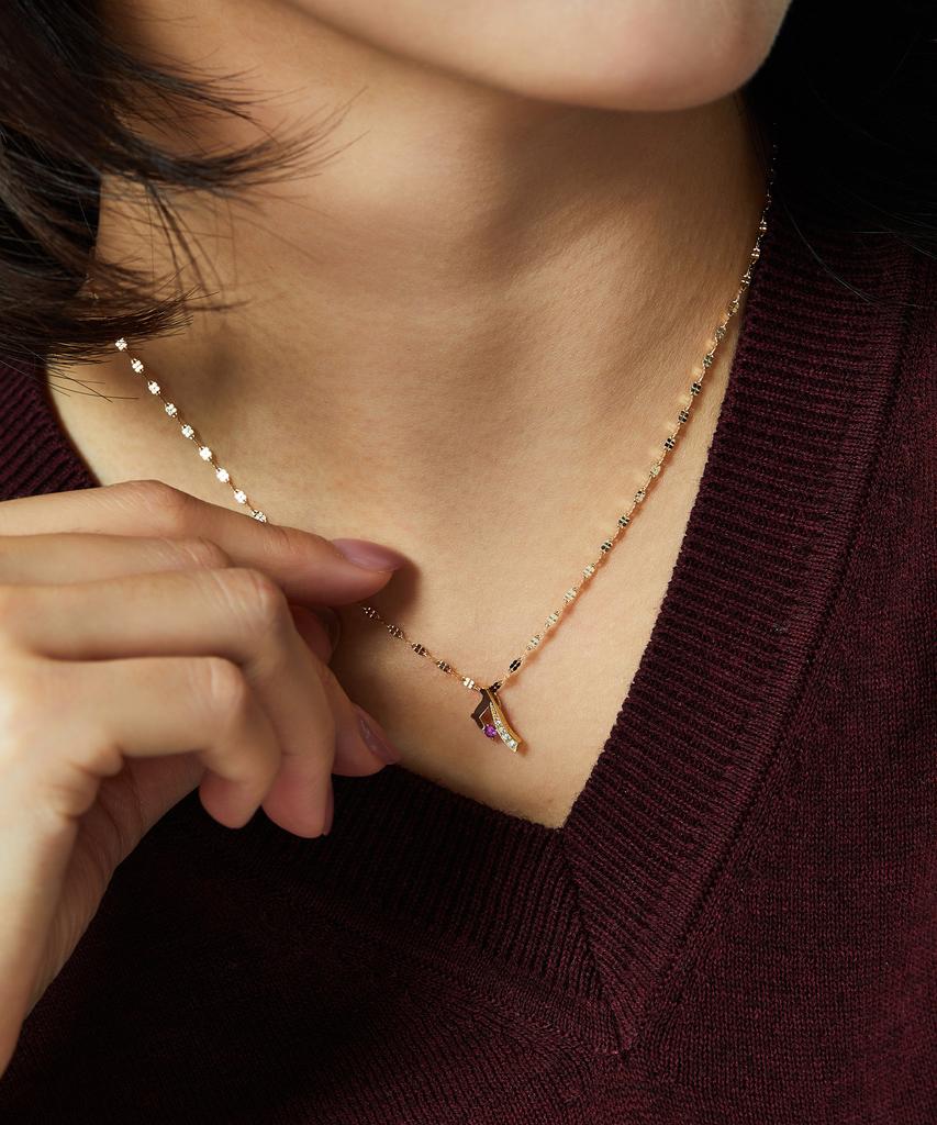 Helene Jewelry 14K Lucky Seven Birthstone Cubic Chain Gold Necklace