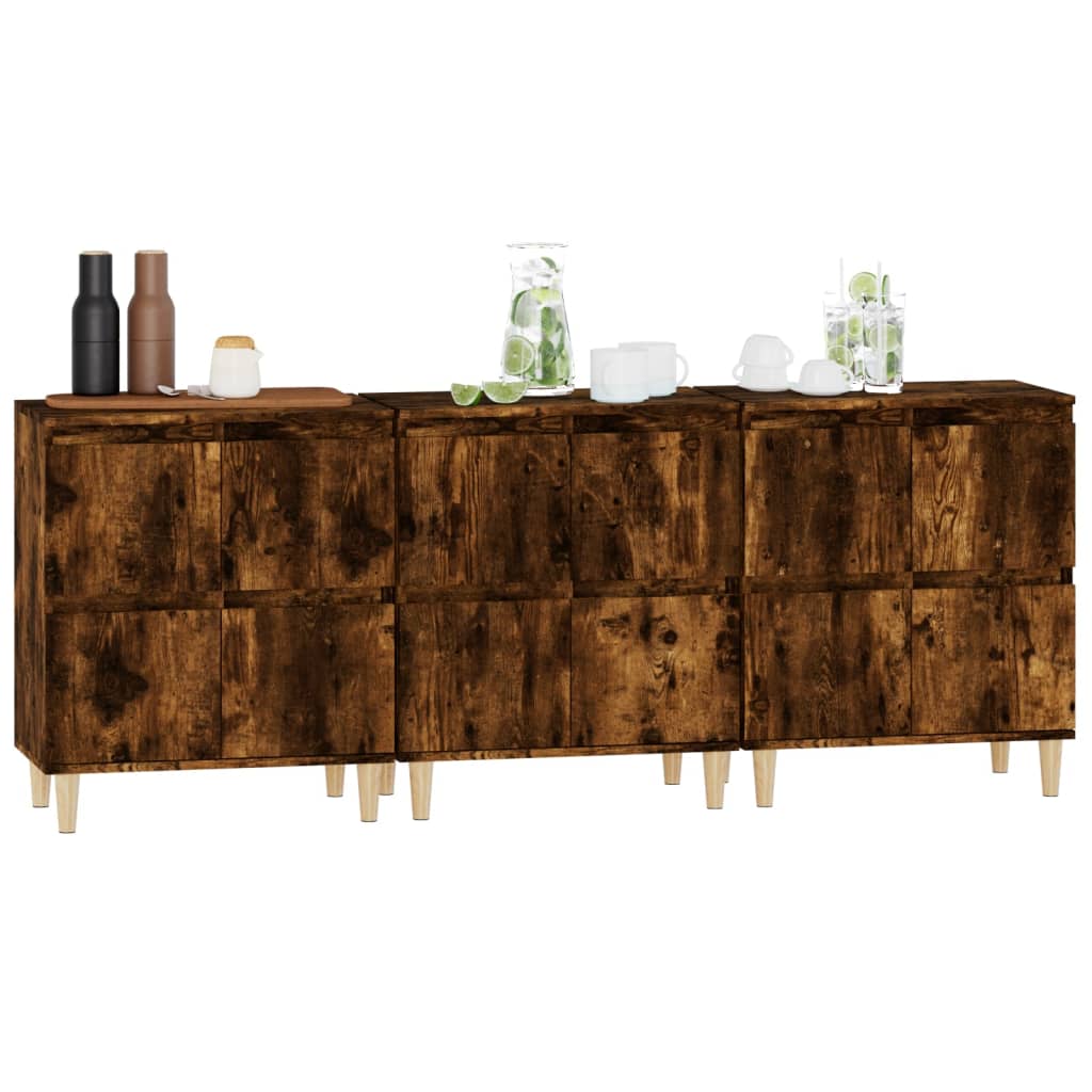 Sideboards 3 pcs Smoked Oak 60 x 35 x 70 cm Engineered Wood
