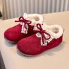 2025 Winter French Plush Fur Bow Lace Shoes: Elegant Birkenstock Style for Evening Gowns
