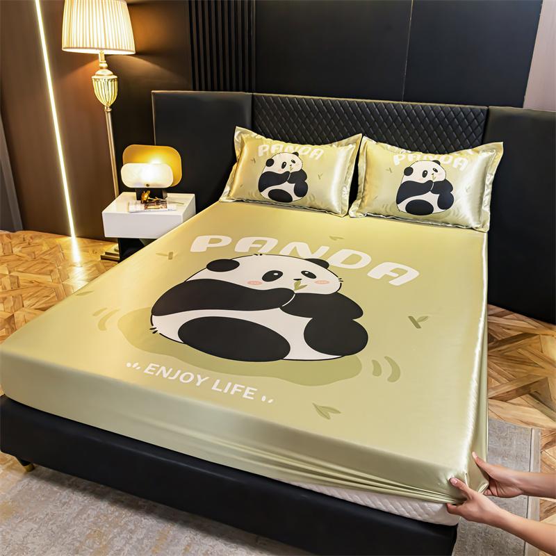 

Summer Bedsheet and Pillowcase Cartoon Style Fitted Sheet Set Smooth Bed Cover Queen Size Bed Linen Silky Mattress Cover sabanas Queen 3pcs set