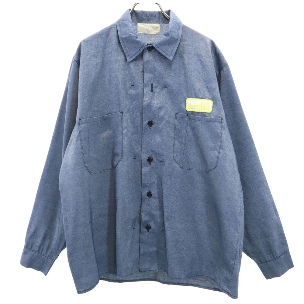 Fesutival 80s Vintage Long Sleeve Shirt M Blue Men's Used