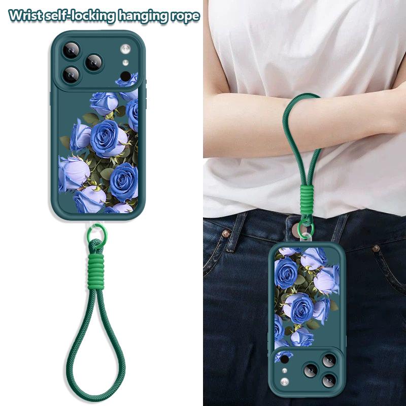 INS Floral Pattern Lanyard Case For iPhone 17 Pro Max iPhone 16 15 Pro Max 14 13 11 16E 17E Shockproof Bumper Wristband Cover