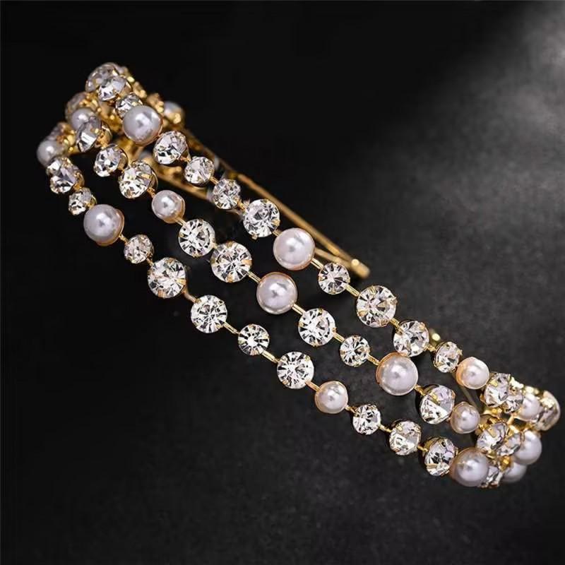 

Multi-layer Headband Light Luxury High-end Pearl Headwear Elegant Bride s Wedding Hair Accessories Female золотистый