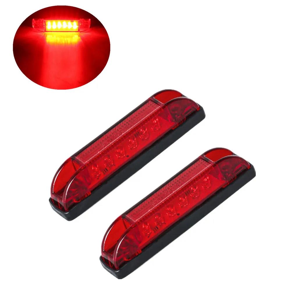 2PCS Red/ Yellow/ White/Green Light 6LED Truck Side Light Trailer Light LED Side Marker Clearance Turn Signal Indicator Lamp Bulbs 7