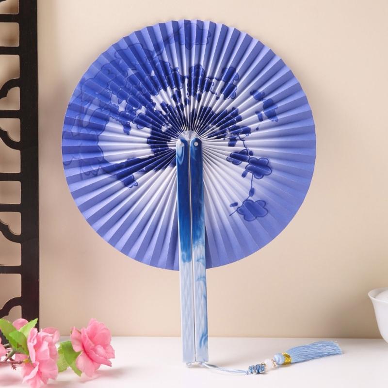 Handheld Hand Fan With Pendant Magnetic Folding Fan For Women Vintaged Shape Paper Fan For Weddings And Decorations