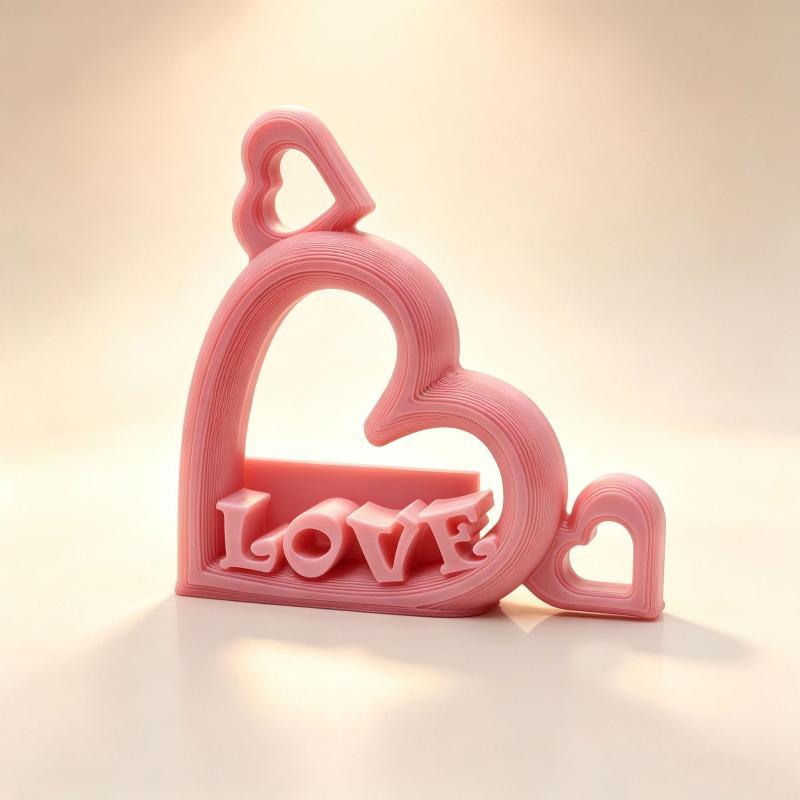 Creative Heart Shaped 3D Printed Photo Stand Non-toxic Desktop Ornament Red Pink for Study Room Decor Gift for Students