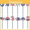 Day Independence American Paper Straws With Stars Flags For Decorations Party