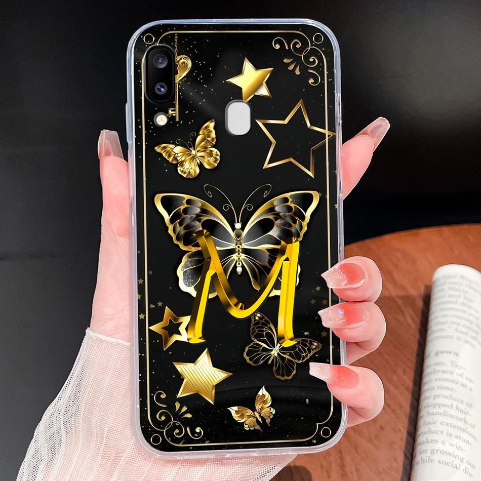 Für Samsung Galaxy A20 A20S A21 A30 A30S Handyhülle Schmetterling Buchstaben Weiches TPU Klare Silikonhülle Für Galaxy A 20 A 30 Gehäuse