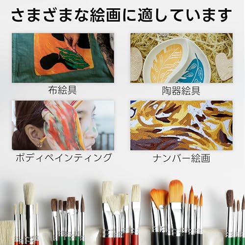 ARTIFY Professional Detail Brush Set with Canvas Wrap Case for Acrylic, Oil, Watercolor, and Gouache Paintings, 41 Brushes (Long Handle)