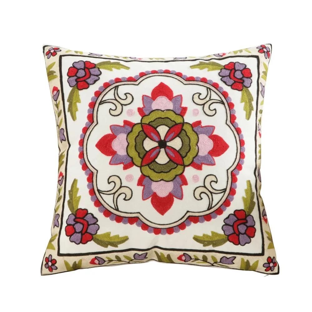 Cotton Ethnic Style Embroidery Pillow Case Car Pillow Cover Sofa Large Cushion Cover 45x45cm Luxury Pillow Case