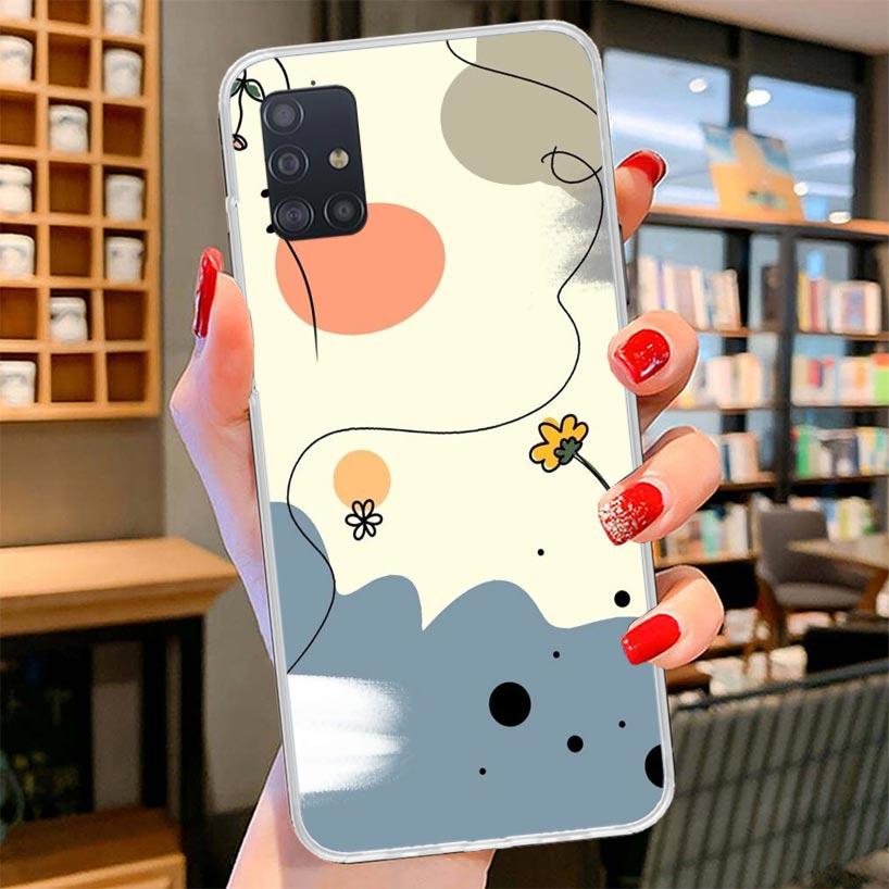 Abstract Women Face Line Cover Phone Case For Samsung Galaxy A12 A22 A32 A52 A72 A02S Phone Case Note 20 Ultra 10 S10 Plus A51 A