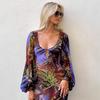 European And American New Sexy Women'S Printed Retro Lantern Sleeve Dress