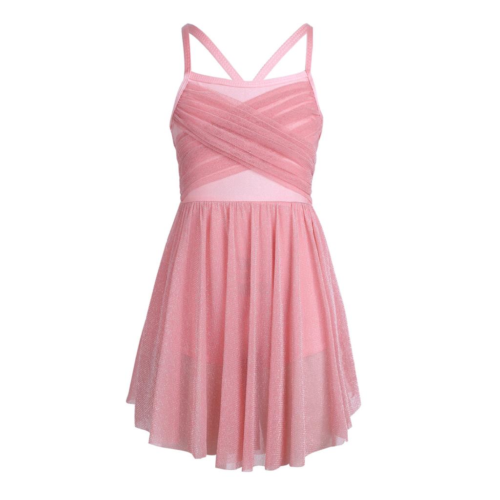 Dziecięce dziewczyny Camisole Fancy Dress Spaghetti Paski Balet Łaciński taniec współczesny Błyszcząca sukienka liryczna