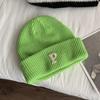 White plum color embroidery P letter knitted wool hat autumn and winter warm cold hat with ins fashion single item multi-color