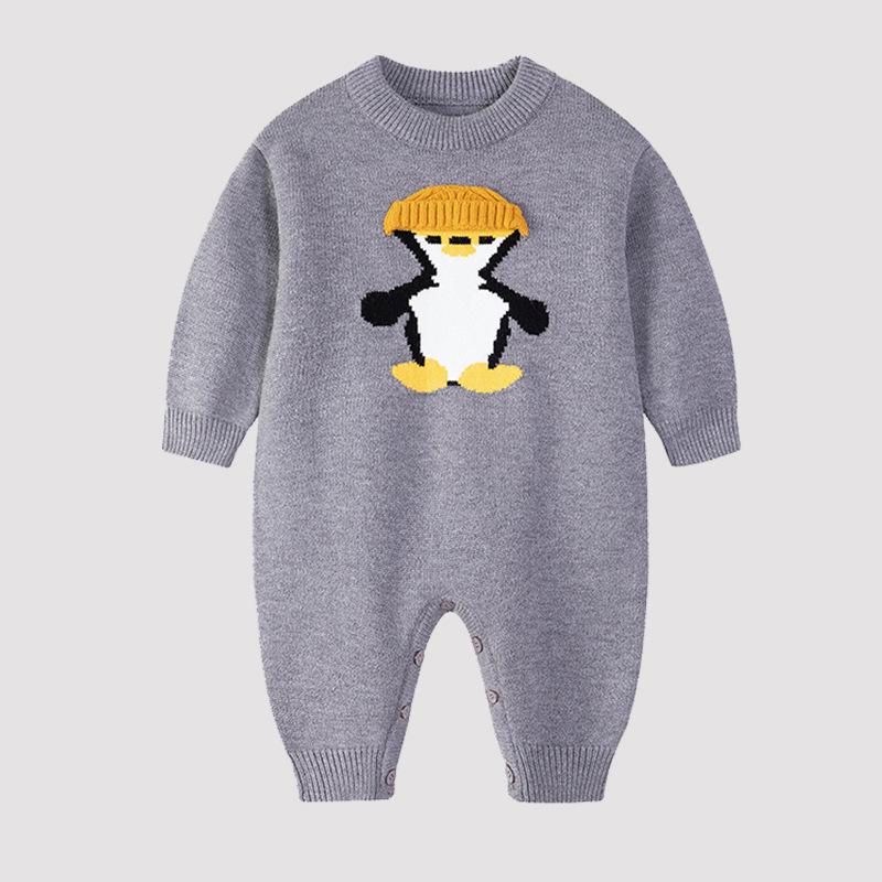 Korean-Style Infant Sweater Romper: Stylish Spring/Autumn Jumpsuit for Babies & Toddlers 80