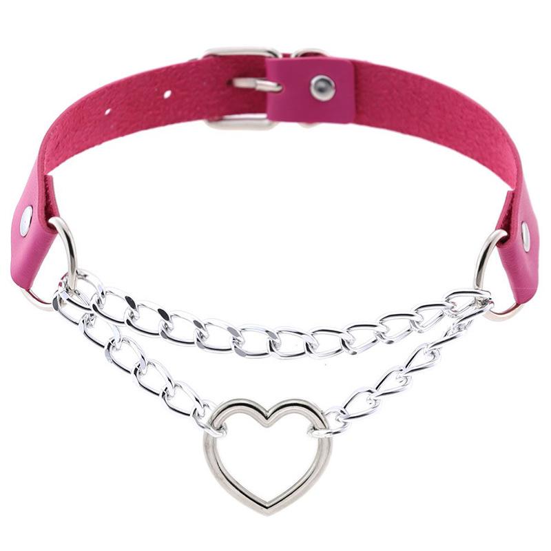 Eco-friendly Harajuku Peach Heart PU Leather Choker Necklace - Trendy Heart-Shaped Clavicle Chain