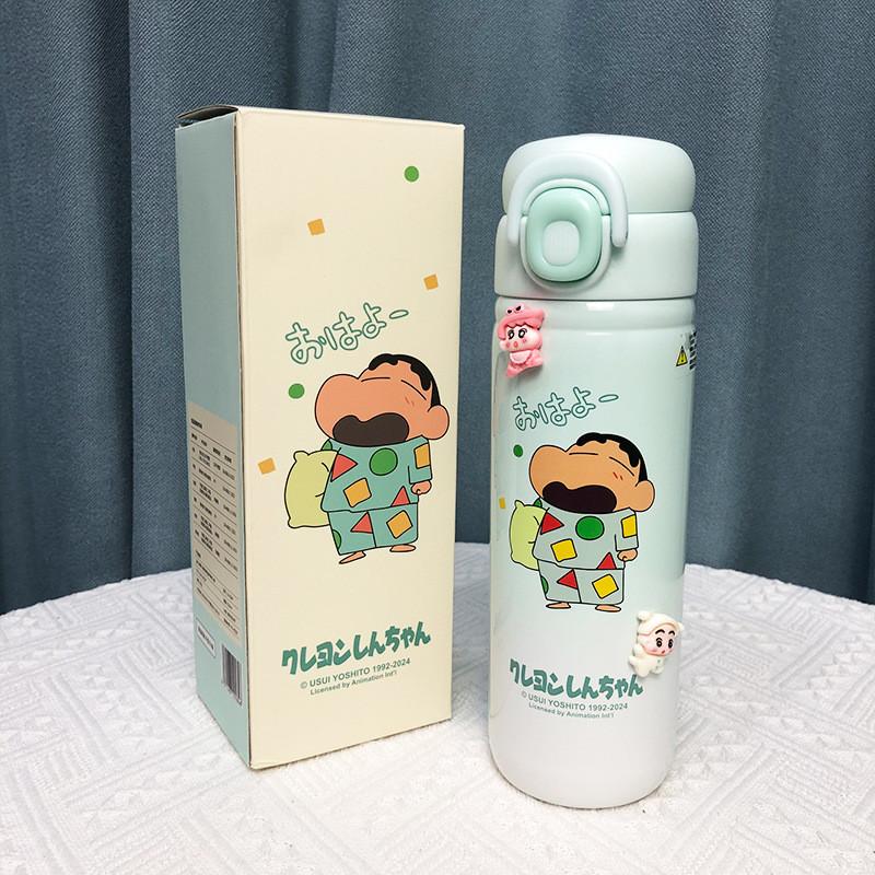 Crayon Shinchan Kids Travel Insulated Water Bottle With Straw Handle For Outdoor Activities