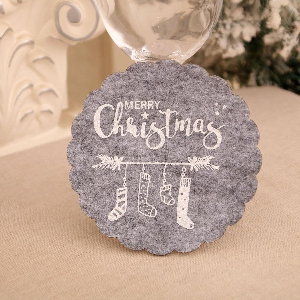 Cross-Border Felt Christmas Coaster Set: Festive Tea & Home Decor for Hotels & Restaurants