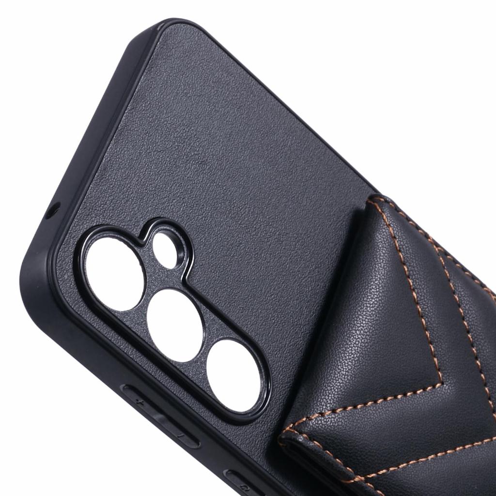 For Samsung Galaxy A35 5G Phone Case Rhombus Adhesive Card Bag with Kickstand RFID Blocking