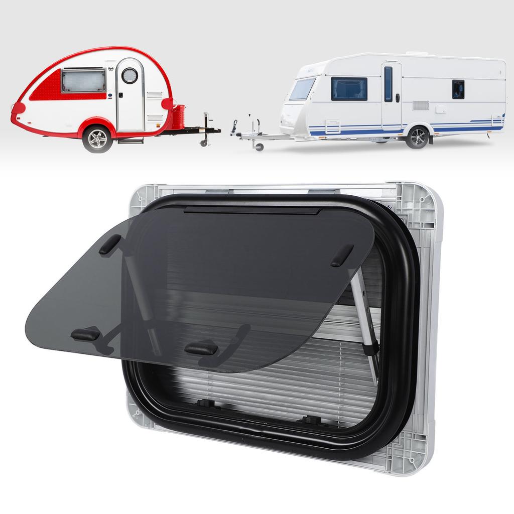 20 X 14in RV Window Rounded Corner Push Out Aluminum Alloy Frame Tempered Glass for Campers Construction Vehicles