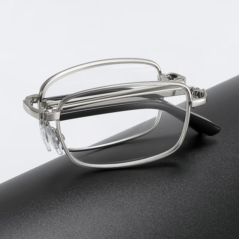 Retro Design Reading Glasses Men Women Folding Spectacles Spectacles Frame Silver Metal Folding Glasses +0.5+0.75+125+175+500+55