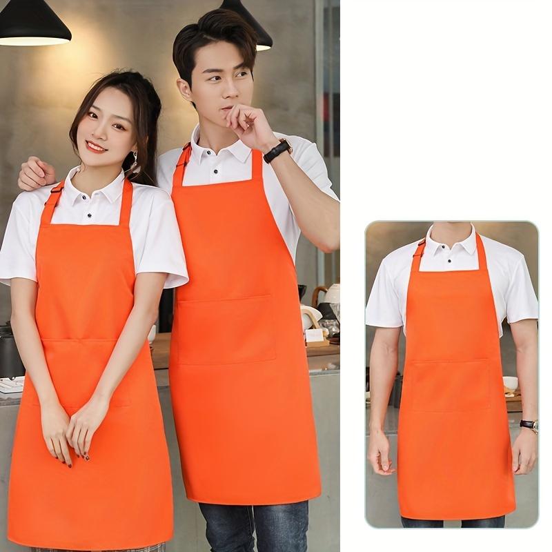 Unisex Customizable Polyester Chef Apron with Pockets - Durable Knit Fabric Cooking Apron for Men and Women, Ideal for Kitchen, Grill, Restaurant, Bar