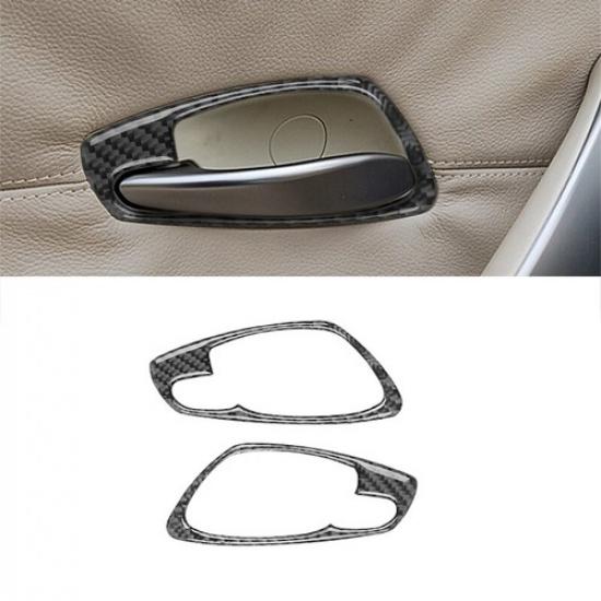 2pcs Carbon Fiber Interior Door Handle Bowl Cover Trim For BMW Z4 E85 2003-2008