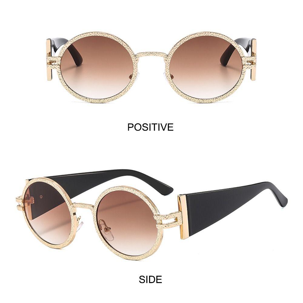 Trendy Round Punk Sunglasses Oval Uv Protection Hip Hop Shades Retro Wide Temples Sun Glasses For Women & Men