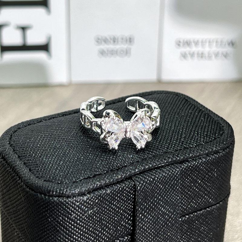 

2026 Butterfly Crystal Yucai Light Luxury Niche Design Temperament Butterfly Micro-inlaid Ring Female Star Cold Wind Stacked Index Finger Ring Resizable