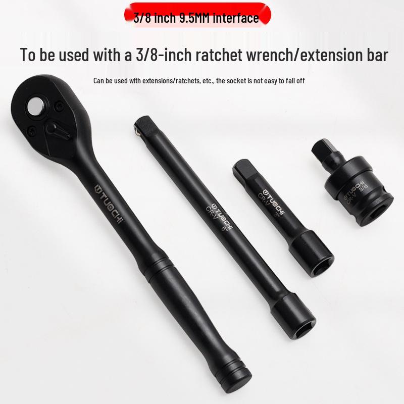 46-Piece 3/8" Medium Wall Metric/Imperial Extended Hex Air Impact Wrench & Ratchet Socket Set