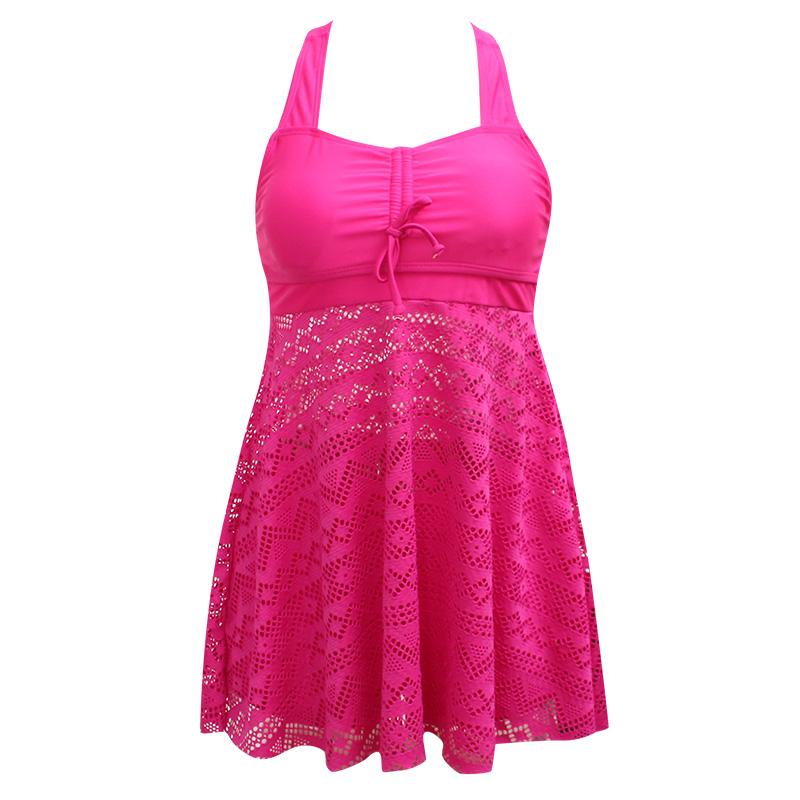 Plus Size Two Pieces Swimsuits Swimwear Women Soild Color Summer Bathing Suits Tankini Beachwear Bikini Swimdress